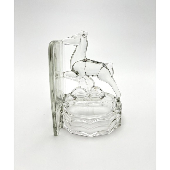Glass Deer Gazelle Horse Glass Bookend Set 2 Vintage Art Deco 1930’s Rare - Picture 3 of 6
